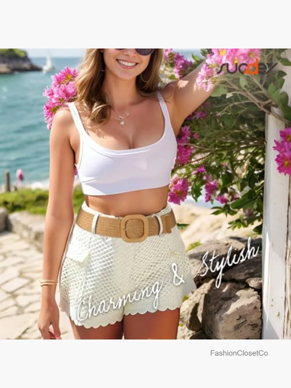 Straw Woven Stretchy Waist Belt for Women Dresses - Wide Boho Elastic Belt with